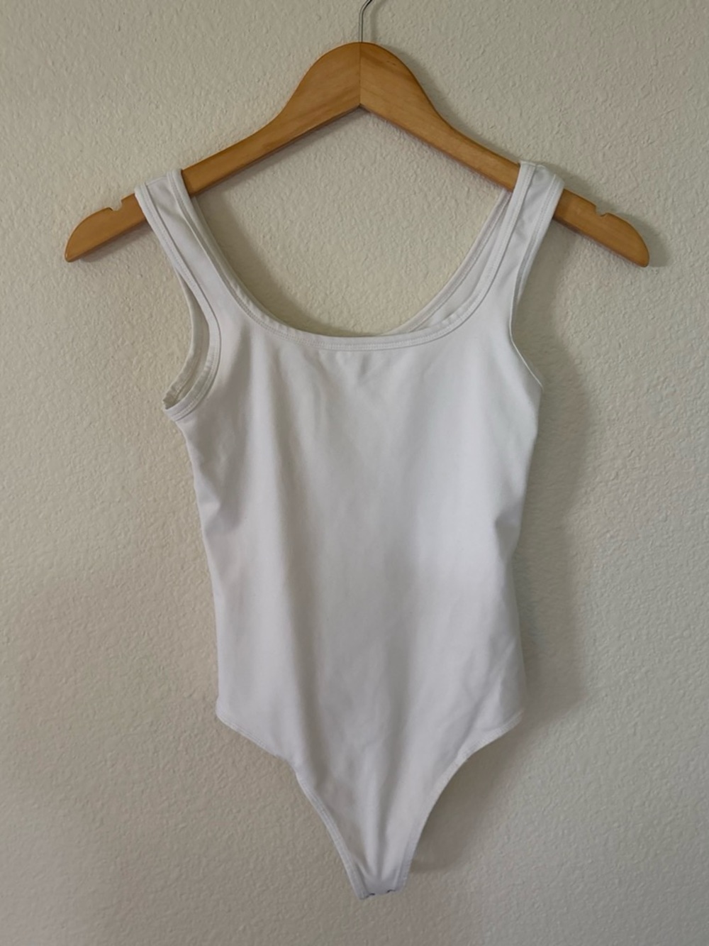 Abercrombie & Fitch White Tank Bodysuit with Scoop Neck